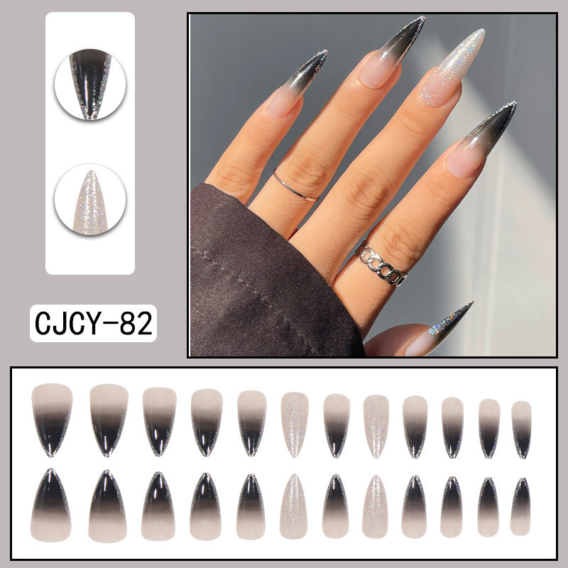 Wear Nail Long Pointed Nail Blooming Gradient Electroplating Nail Patch