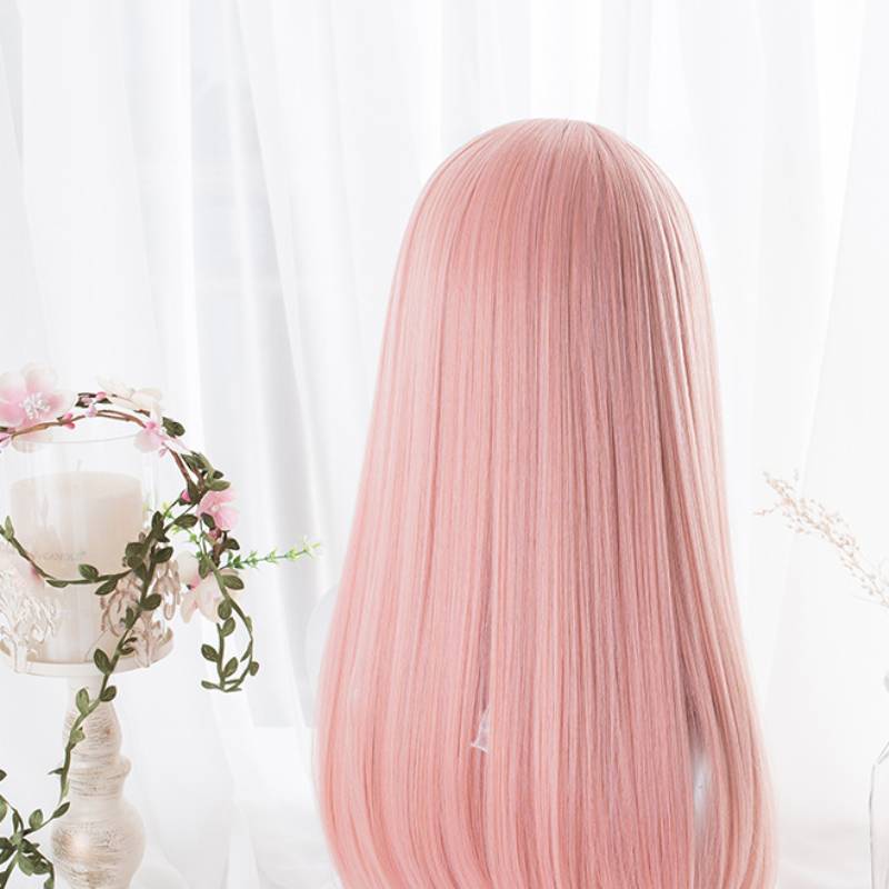 Princess cut long straight hair double ponytail wig