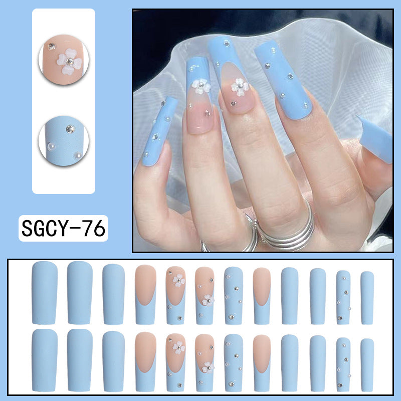 Wear Nail Long Pointed Nail Blooming Gradient Electroplating Nail Patch