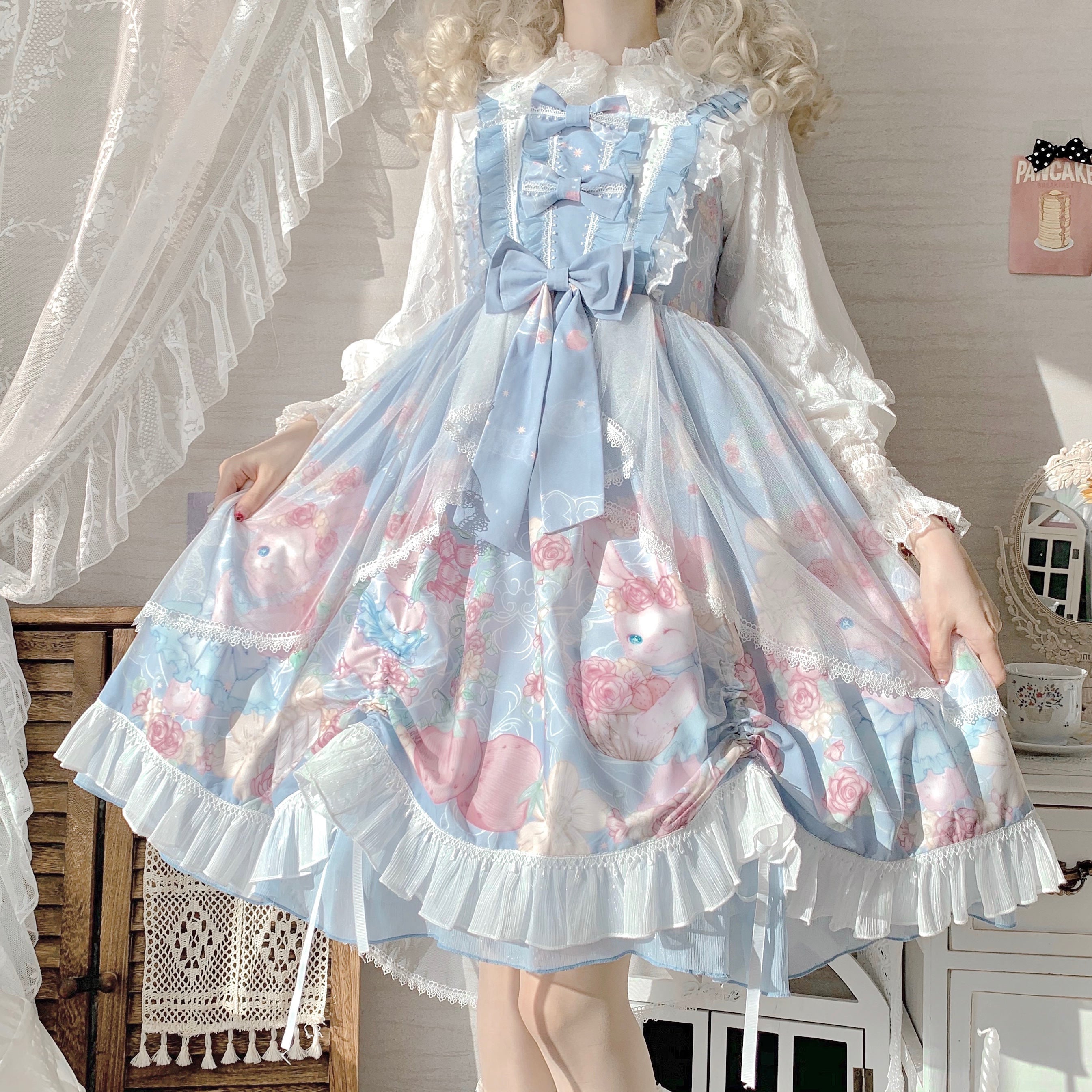 Lolita Garland Bunny Tail Drag Jsk Suspender Dress