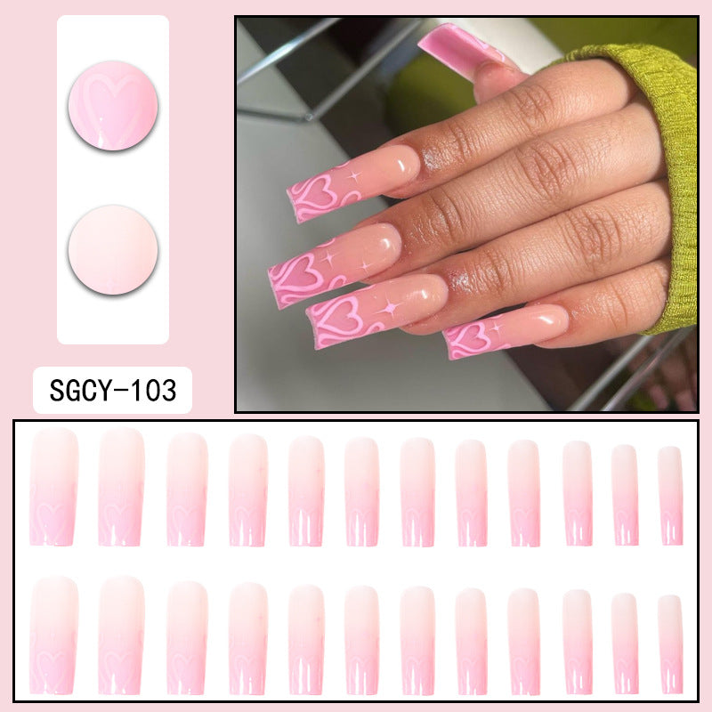 Wear Nail Long Pointed Nail Blooming Gradient Electroplating Nail Patch