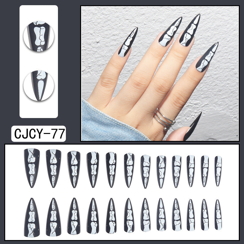 Wear Nail Long Pointed Nail Blooming Gradient Electroplating Nail Patch