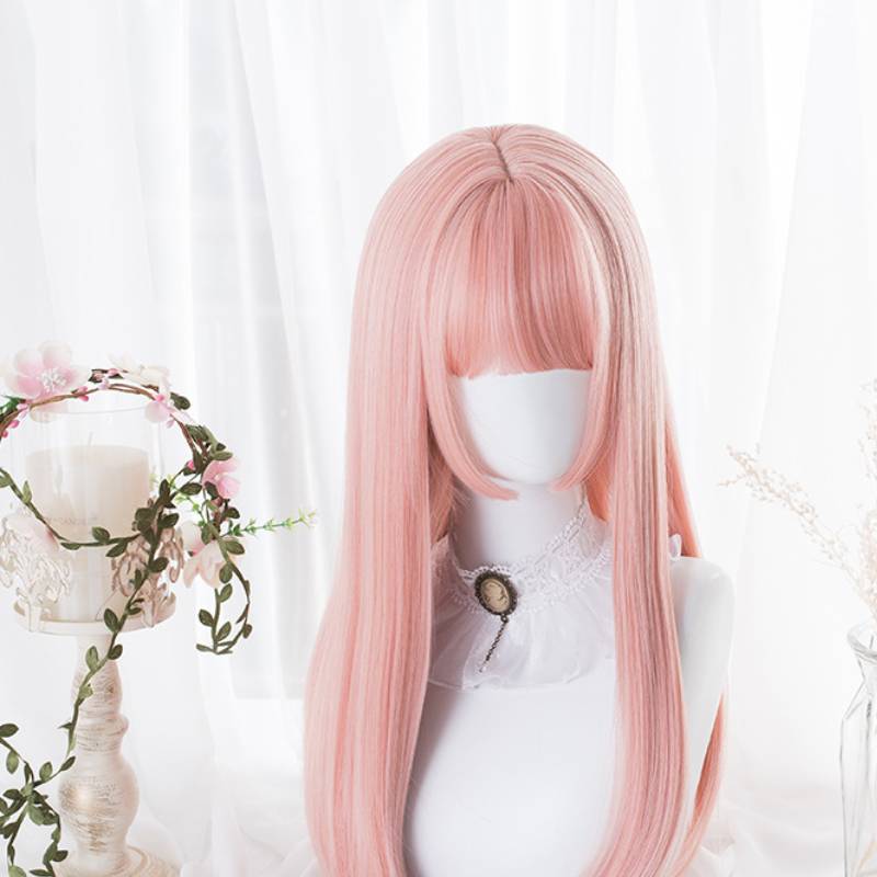 Princess cut long straight hair double ponytail wig