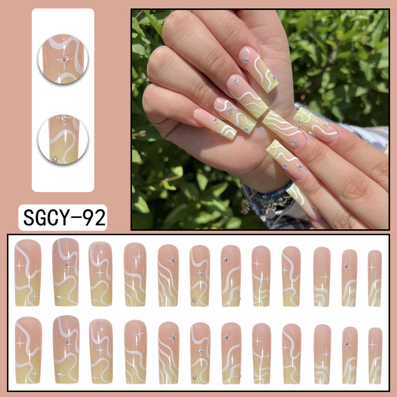 Wear Nail Long Pointed Nail Blooming Gradient Electroplating Nail Patch