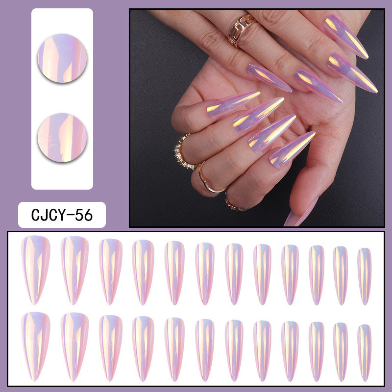 Wear Nail Long Pointed Nail Blooming Gradient Electroplating Nail Patch