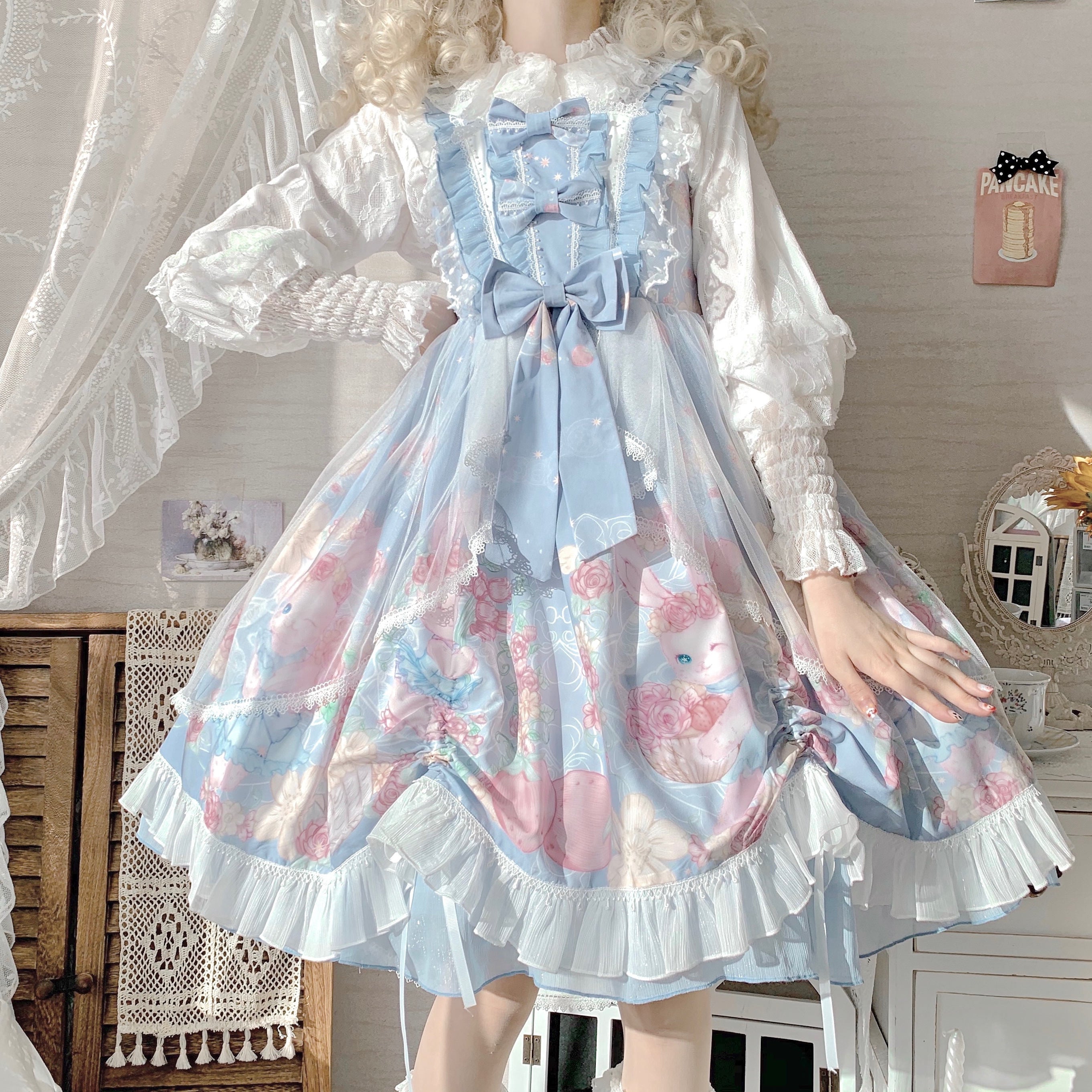 Lolita Garland Bunny Tail Drag Jsk Suspender Dress