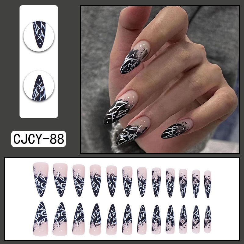 Wear Nail Long Pointed Nail Blooming Gradient Electroplating Nail Patch