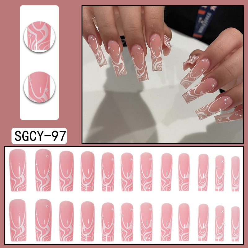 Wear Nail Long Pointed Nail Blooming Gradient Electroplating Nail Patch